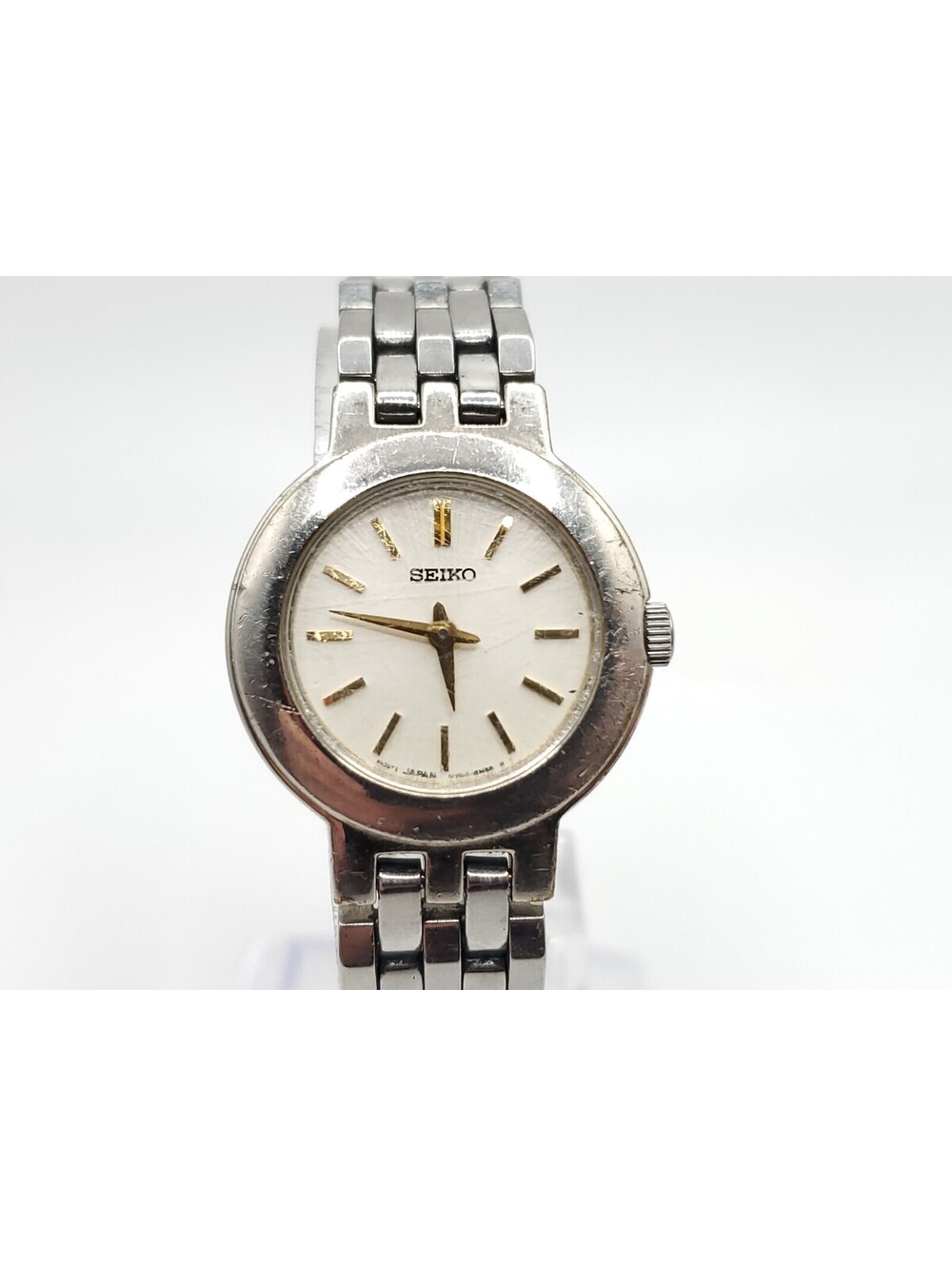 Seiko Quartz Watch Womens 25mm New Battery Silver Tone Round White Dial